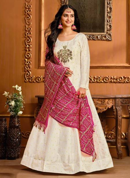 White Colour KARISHMA KARISHMA VOL 1 Designer Festive Wear tafeta Butti Readymade Gown Collection 102